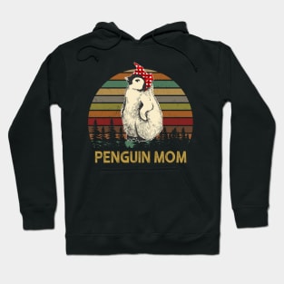 Penguin Mom With Red Dot Turban Gift For Mother's Day Hoodie